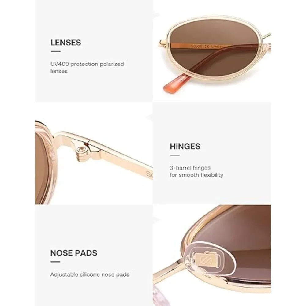 Trendy Oval Round Polarized Sunglasses for Men and Women Retro SJ1248